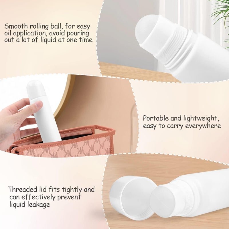 Cositina 8 Pack 100ml/3.38oz Plastic Roller Bottles Empty Refillable Roll On Bottle Leak-Proof Deodorant Containers Anti-perspirant Dispenser for Essential Oil Perfumes Balms - White - Image 4