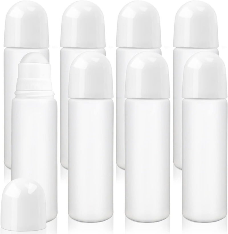 Cositina 8 Pack 100ml/3.38oz Plastic Roller Bottles Empty Refillable Roll On Bottle Leak-Proof Deodorant Containers Anti-perspirant Dispenser for Essential Oil Perfumes Balms - White - Image 1
