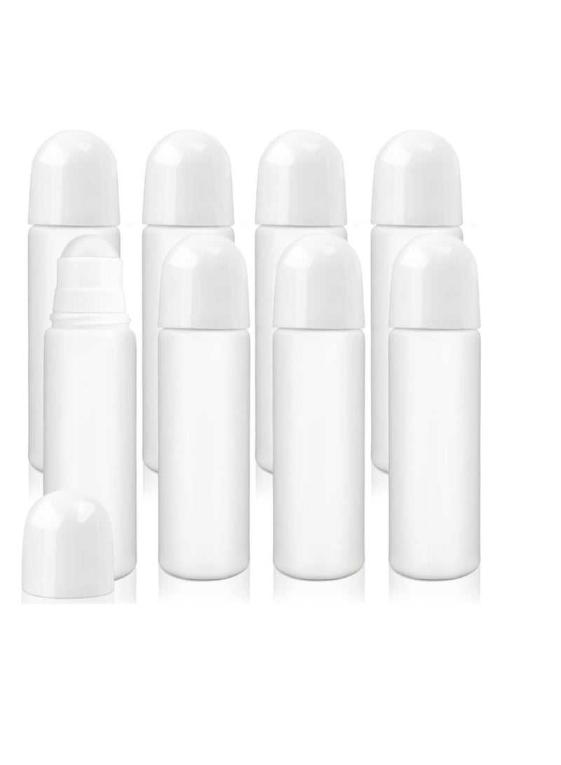 Generic 8 Pack 100ml/3.38oz Plastic Roller bottles Empty Refillable Roll On Bottle Leak-Proof Deodorant Containers Anti-perspirant Dispenser for Essential Oil Perfumes Balms - White  - Image 1