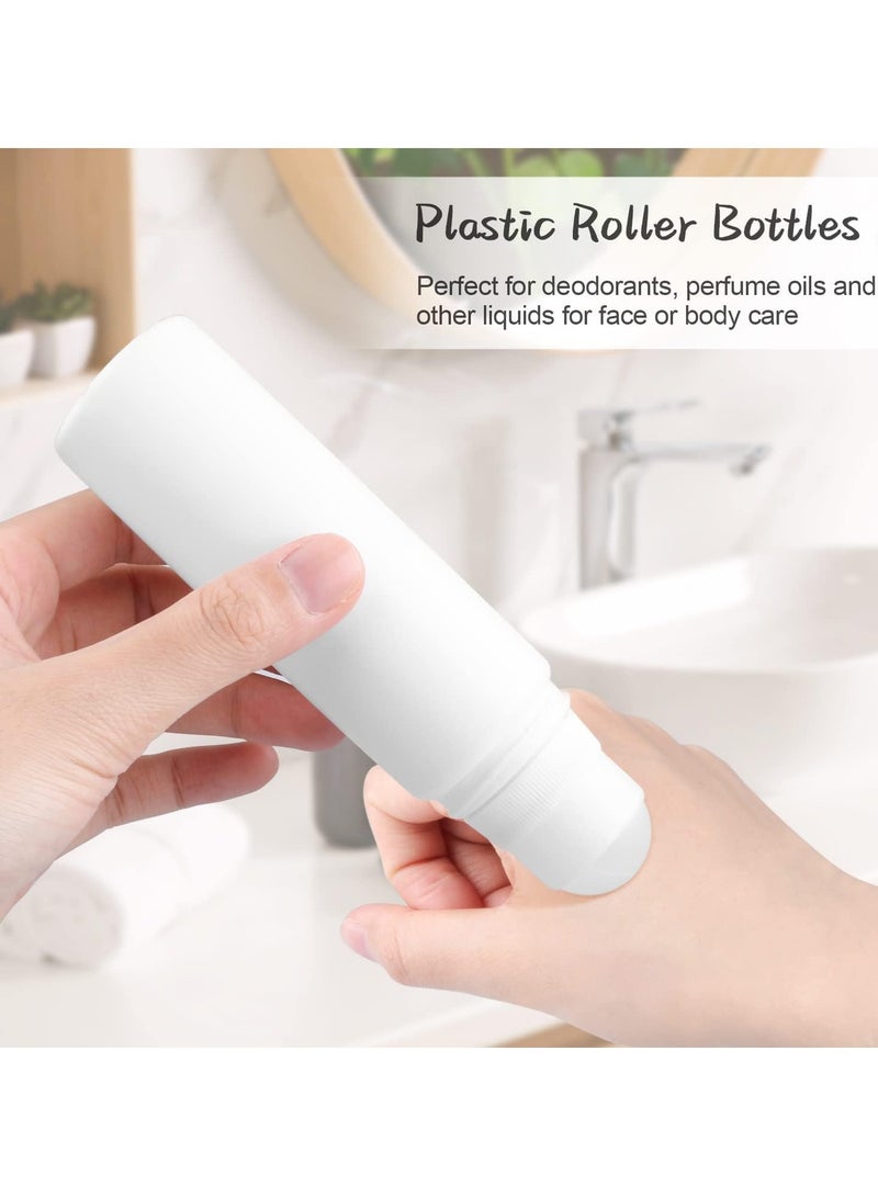 Generic 8 Pack 100ml/3.38oz Plastic Roller bottles Empty Refillable Roll On Bottle Leak-Proof Deodorant Containers Anti-perspirant Dispenser for Essential Oil Perfumes Balms - White  - Image 2