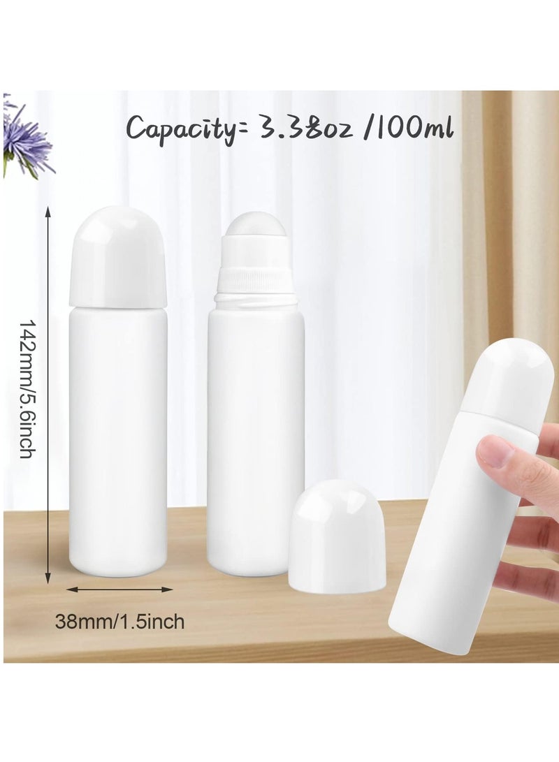 Generic 8 Pack 100ml/3.38oz Plastic Roller bottles Empty Refillable Roll On Bottle Leak-Proof Deodorant Containers Anti-perspirant Dispenser for Essential Oil Perfumes Balms - White  - Image 4