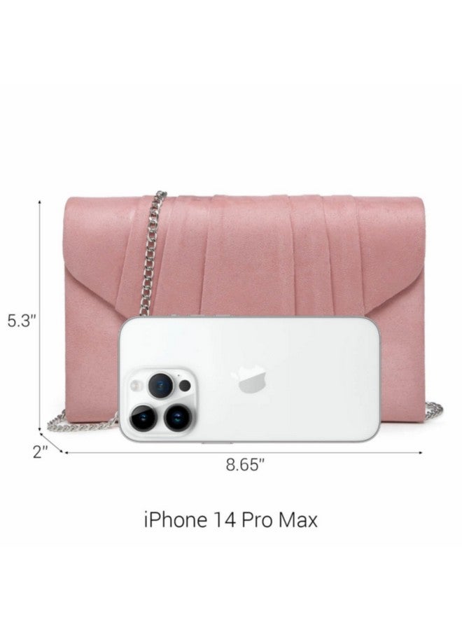 داسين حقيبة سهرة نسائية مخملية مطوية على شكل مظروف حقيبة يد لحفلات الزفاف (وردي) - Image 3