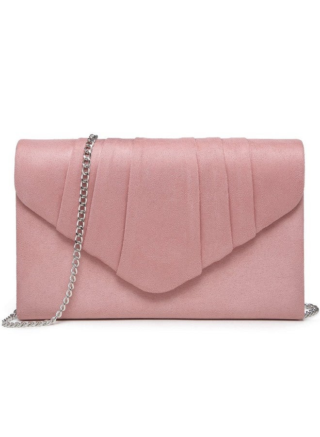 داسين حقيبة سهرة نسائية مخملية مطوية على شكل مظروف حقيبة يد لحفلات الزفاف (وردي) - Image 1