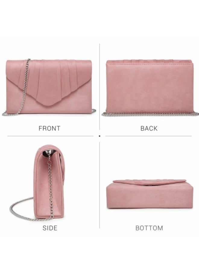 داسين حقيبة سهرة نسائية مخملية مطوية على شكل مظروف حقيبة يد لحفلات الزفاف (وردي) - Image 4
