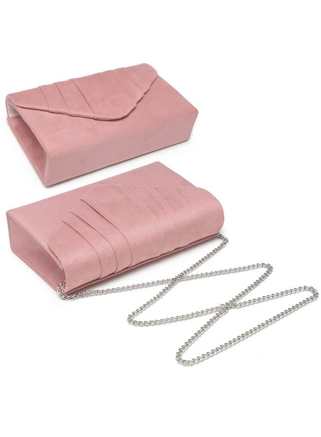داسين حقيبة سهرة نسائية مخملية مطوية على شكل مظروف حقيبة يد لحفلات الزفاف (وردي) - Image 2