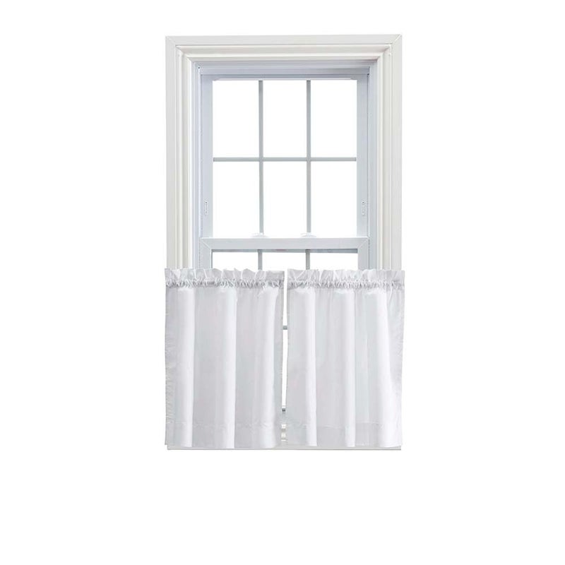 Ellis Curtain Ellis Curtain Stacey Sheer 56-by-45 Tailored Tier Pair Curtains  White - Image 1