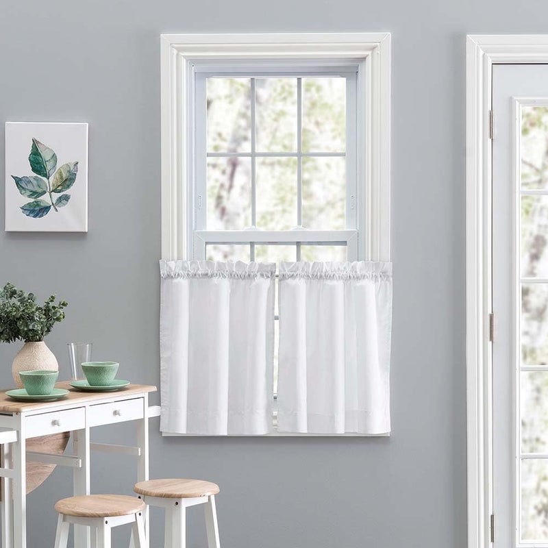Ellis Curtain Ellis Curtain Stacey Sheer 56-by-45 Tailored Tier Pair Curtains  White - Image 2