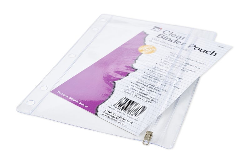 Charles Leonard Pencil Pouch for Binder 1 Pocket with Zipper Closure Clear Vinyl 24Pack 76380ST
