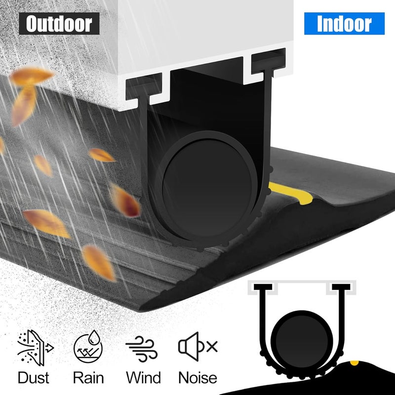 ToLanbbt Garage Door Bottom Rubber Seals 16.4 FT Garage Door Weather Stripping Kit Seal Strip Replacement with 5/16" T Ends & 2 End Plugs, Universal U+O Ring Weatherproof Rubber Bottom Seal, Black - Image 5