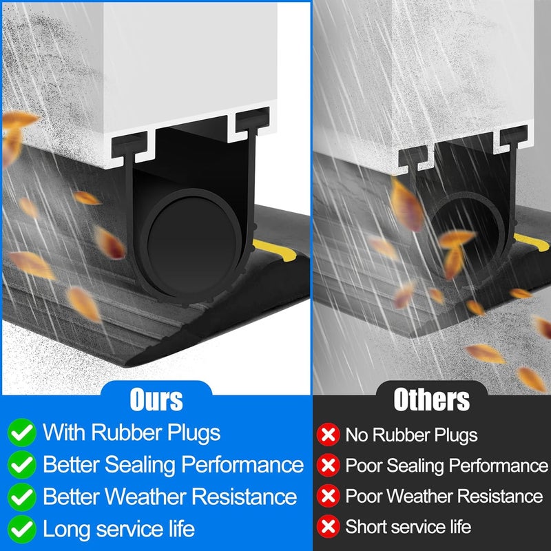 ToLanbbt Garage Door Bottom Rubber Seals 16.4 FT Garage Door Weather Stripping Kit Seal Strip Replacement with 5/16" T Ends & 2 End Plugs, Universal U+O Ring Weatherproof Rubber Bottom Seal, Black - Image 4