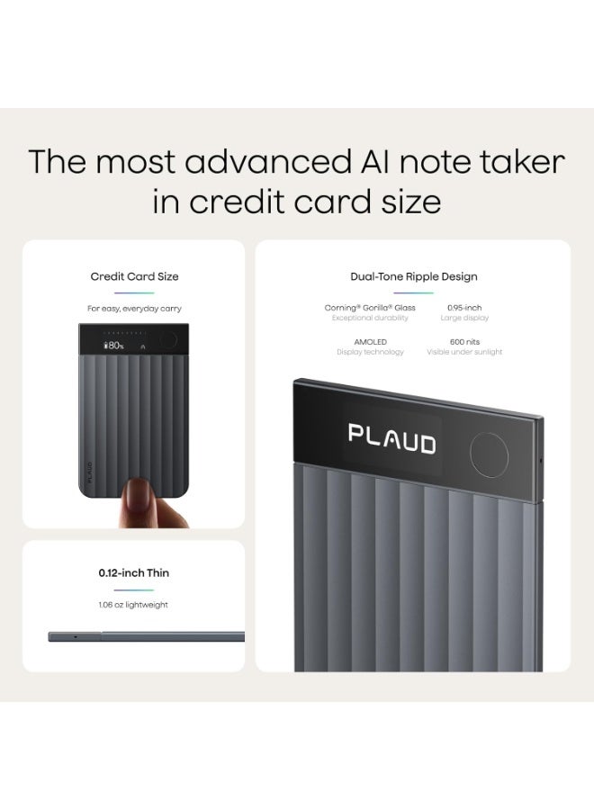 Plaud Note Pro AI Voice Recorder Transcribe & Summarize for Meetings Calls | AI Note Taker for Professionals & Teams, Productivity, 112 Languages, Ultra-Slim, InstantView Display, Case Included, Black - Image 4