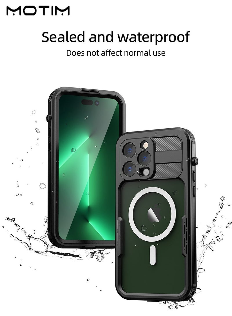 Motim Waterproof Case for iPhone 14 Pro/14 Pro Max with Built in Screen Protector and Lanyard, Wireless Magsafe Magnetic Heavy Duty Shockproof Case Cover - Image 3