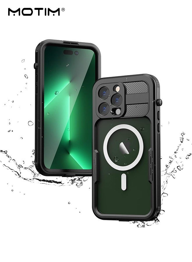 Motim Waterproof Case for iPhone 14 Pro/14 Pro Max with Built in Screen Protector and Lanyard, Wireless Magsafe Magnetic Heavy Duty Shockproof Case Cover - Image 1