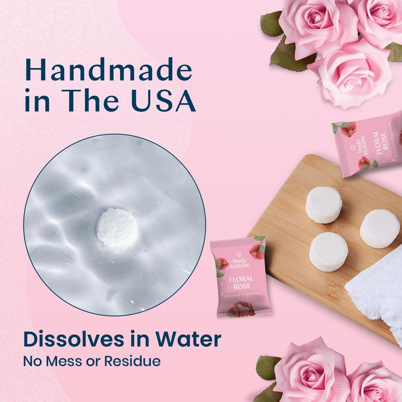 Body Restore Shower Steamers Aromatherapy 15 Pack - Christmas Stocking Stuffers for Men, Birthday Gifts for Women, White Elephant, Relaxation, Self Care - Rose - Image 4