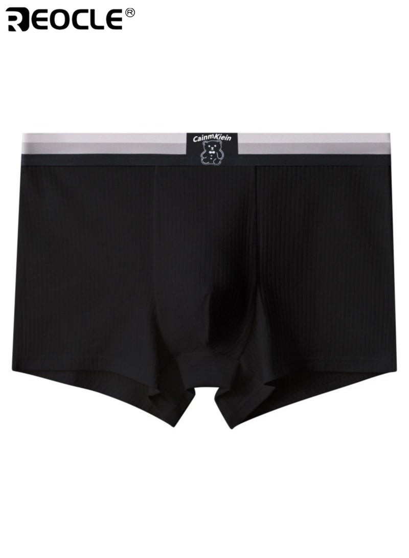 REOCLE Men's Boxer Briefs Printed Elastic Waistband Underwear Soft Ribbed Fabric Comfortable Trunks for Daily Wear - Image 1