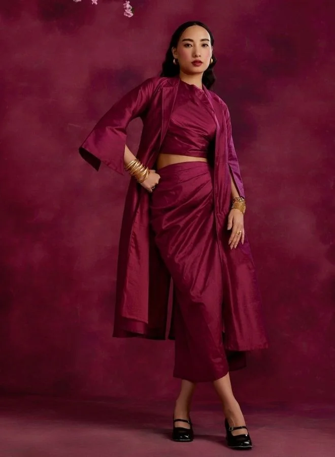 Abhishti Flared jacket- Persian red