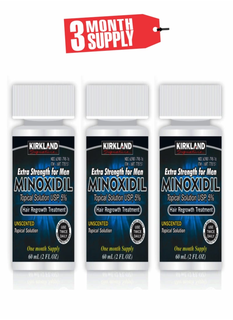 Kirkland Signature - Minoxidil 5% - The Reliable Hair Growth Solution for Men Pack Of 3 - Image 1