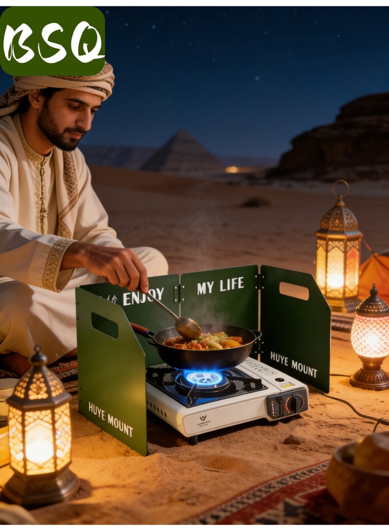 بي إس كيو واقي رياح لموقد التخييم | حاجز للرياح | واقي رياح قابل للطي لموقد التخييم | واقي رياح قابل للطي من أربع ألواح مصنوع من سبائك الألومنيوم والفولاذ المقاوم للصدأ | واقي رياح مناسب للمشي لمسافات طويلة، والنزهات، والأنشطة الخارجية، وحمل الحقائب - Image 3