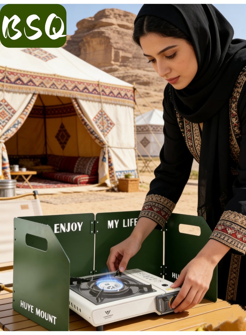 بي إس كيو واقي رياح لموقد التخييم | حاجز للرياح | واقي رياح قابل للطي لموقد التخييم | واقي رياح قابل للطي من أربع ألواح مصنوع من سبائك الألومنيوم والفولاذ المقاوم للصدأ | واقي رياح مناسب للمشي لمسافات طويلة، والنزهات، والأنشطة الخارجية، وحمل الحقائب - Image 5