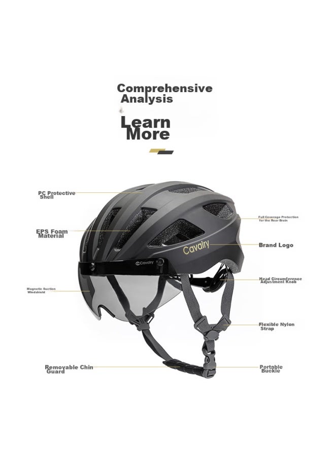 Cavalry Cycling Helmet With Magnetic Visor For Men And Women, Mountain Bike And Road Bike Riding Gear, Blue And Black, Size M - Image 3