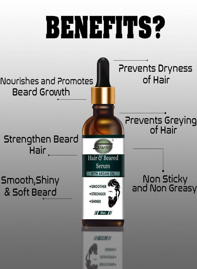 Sabates Hair & Beared Serum |Beard Growth Oil, Fast Growth, Non Sticky Greasy, Thick Beard, Nourishment |Beard Oil For Growing Beard Faster, Mustache Beard Growth Oil| Beared Serum Pack Of 3 - Image 4