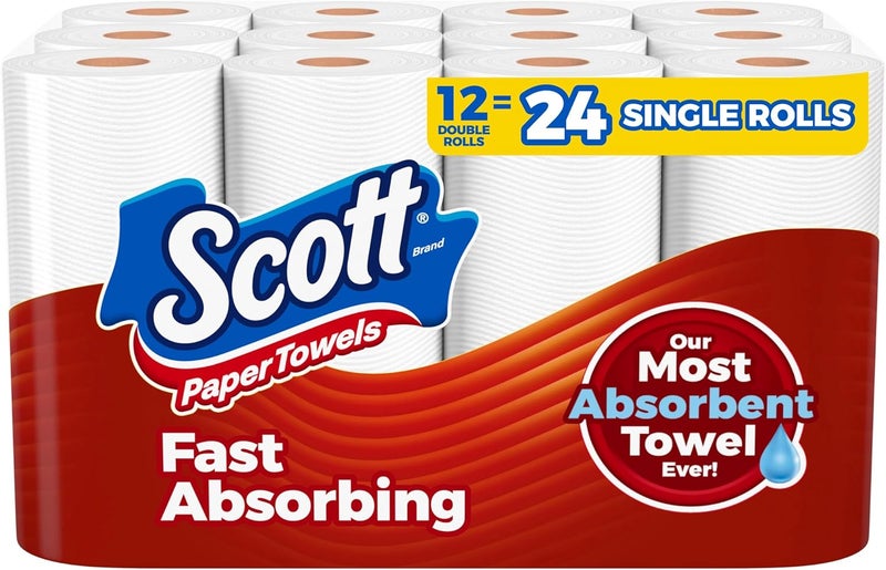 Scott Paper Towels, Choose-A-Sheet, 12 Double Rolls = 24 Regular Rolls (100 Sheets Per Roll) - Image 1