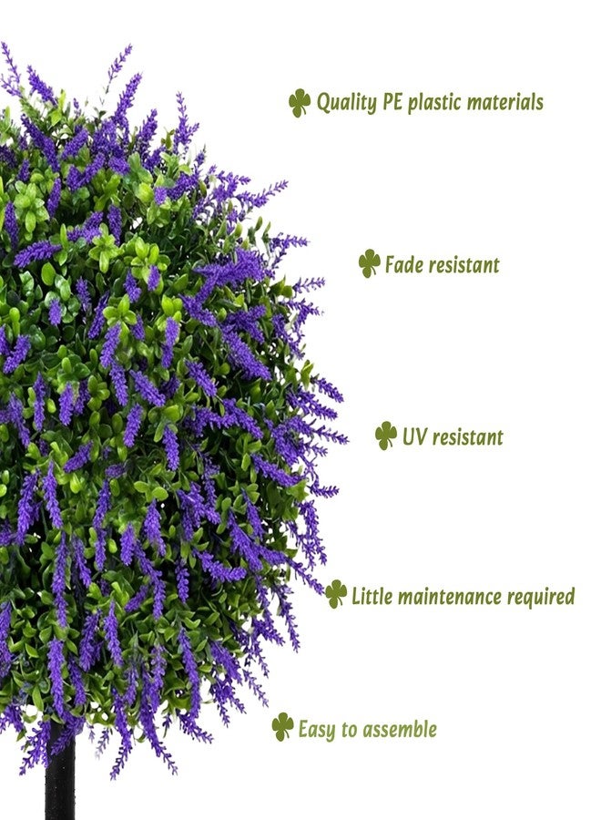 Bdor 25" Artificial Lavender Topiary Ball Trees with Ground Stake, Faux Potted Plants Purple Lavender Set of 2, Outdoor Fake Flower Bushes, UV Resistant for Home Lawn and Front Porch Garden Decor - Image 4