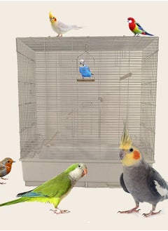 MAJIBAO Bird Cage, Parrot cage, Food Box, Bird Metal Cage with Plastic base, Birds Village, entertaining cage, Birds House, Indoor use, Easy to Assemble  - Image 1