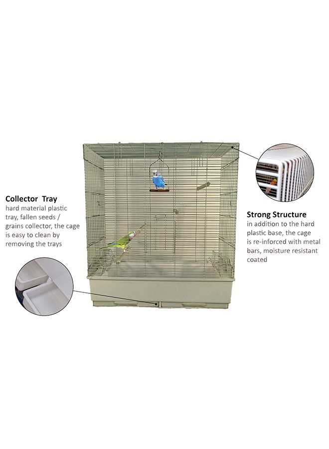 MAJIBAO Bird Cage, Parrot cage, Food Box, Bird Metal Cage with Plastic base, Birds Village, entertaining cage, Birds House, Indoor use, Easy to Assemble  - Image 3
