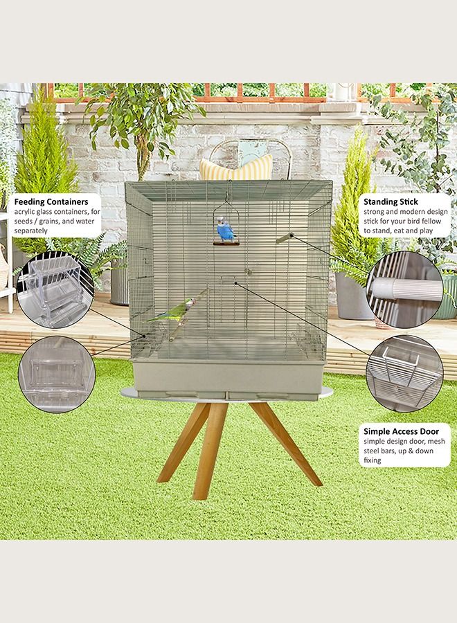 MAJIBAO Bird Cage, Parrot cage, Food Box, Bird Metal Cage with Plastic base, Birds Village, entertaining cage, Birds House, Indoor use, Easy to Assemble  - Image 2