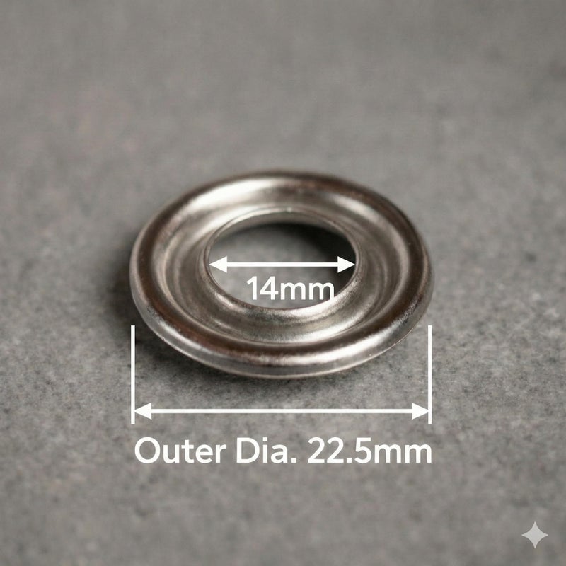 MySouq-Store - 100 Pcs = 50 Set Metal Eyelet Grommet Ring Kit for Garment Canvas Sewing Accessories Silver - (Iner Dia. 14mm-Outer Dia 22.5mm) - Image 2