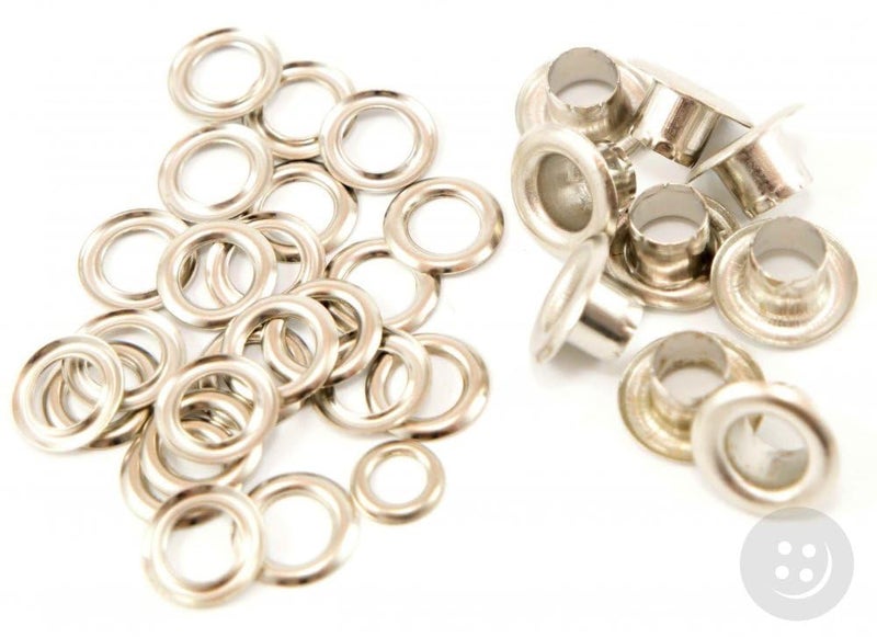 MySouq-Store - 100 Pcs = 50 Set Metal Eyelet Grommet Ring Kit for Garment Canvas Sewing Accessories Silver - (Iner Dia. 14mm-Outer Dia 22.5mm) - Image 1