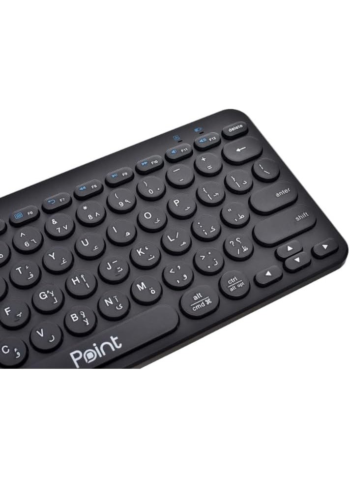 Point PT-380Plastic Mini Bluetooth Keyboard With Lightweight Design And Waterproof For Office - Black - Image 3
