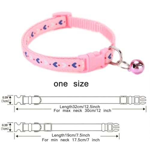 cyhaen XXS Dog Collar with Bell,Soft Nylon Identification Pink Cat Collar Girl Puppy Collar with Bells Adjustable Buckle for XXS Xs Tiny Little Pet Female Dogs,Neck 7.5-12.5 Inch - Image 5