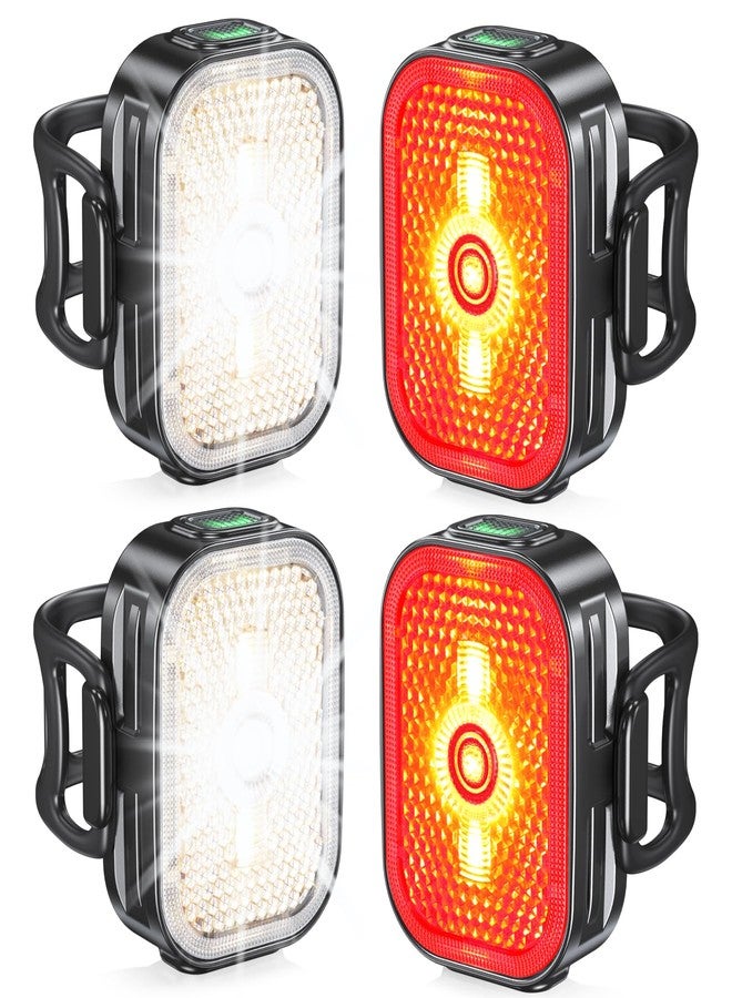 Viccux 2026 Ultra Slim Bike Lights with Reflectors, 8+6 Modes Bike Headlight and Tail Light Bulb Retainer, IP65 Waterproof & Dual USB-C 1-2 Hrs Fast Charge Bike Lights for Night Riding Cycling, 2 Pack - Image 1