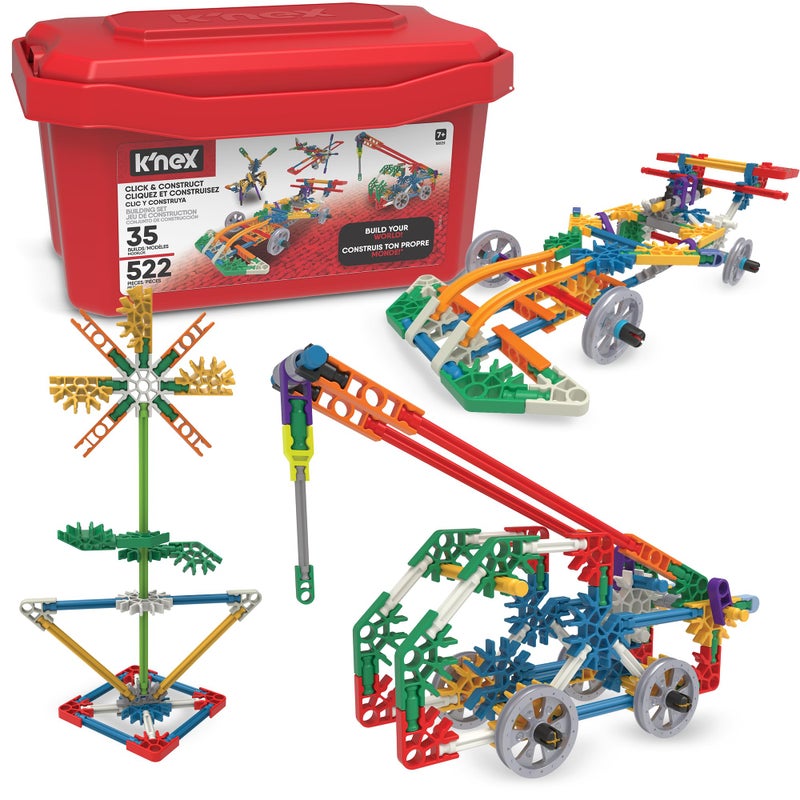 Basic Fun K’NEX Imagine: Click & Construct Value Set – 522 Pieces, 35 Models, STEM Learning Creative Construction Model for Ages 7+, Interlocking Building Toy for Boys & Girls, Adults - Image 1