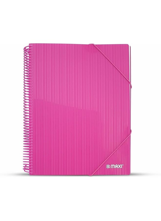 Maxi - Spiral Display Book 40 Pocket Pink Clear Pockets Book File Folder Document Presentation Organizer For Portfolio Music Artwork Display For School Business Office - Image 1