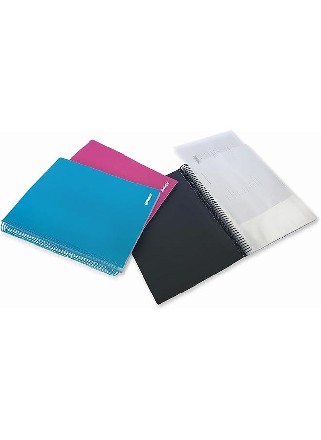 Maxi - Spiral Display Book 40 Pocket Pink Clear Pockets Book File Folder Document Presentation Organizer For Portfolio Music Artwork Display For School Business Office - Image 1