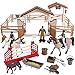GOLDGE Horse Stable Playset Horse Toys Pretend Play with Rider Fence Wash Area Animal Figures Gifts for Girls Boys 312 - Image 2