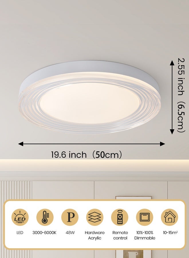 YATAI LIGHTING Modern White LED Ceiling Light – 48W Ultra-Slim Modern Round Fixture with Dimming & Remote for Bedroom & Living Room,50cm - Image 3