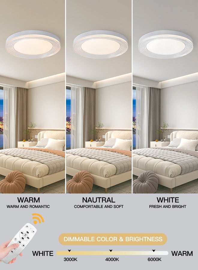 YATAI LIGHTING Modern White LED Ceiling Light – 48W Ultra-Slim Modern Round Fixture with Dimming & Remote for Bedroom & Living Room,50cm - Image 2