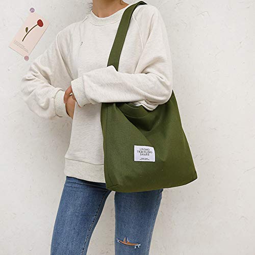 Covelin Women's Retro Large Size Canvas Shoulder Bag Hobo Crossbody Handbag Casual Tote Dark grey - Image 3