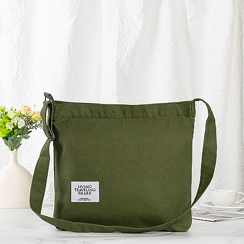 Covelin Women's Retro Large Size Canvas Shoulder Bag Hobo Crossbody Handbag Casual Tote Dark grey - Image 5