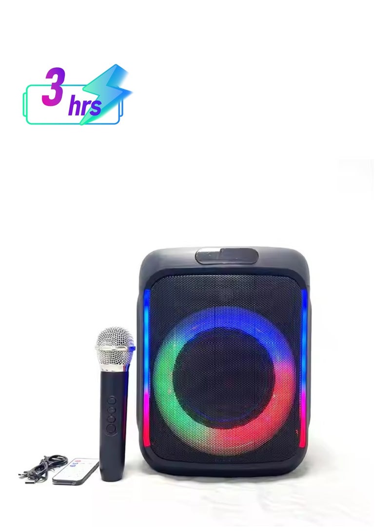 QLL QL-606 مكبر صوت محمول بلوتوث لاسلكي خارجي بحجم 6.5 بوصة مع ميكروفون وإضاءة LED ستيريو بيس ووفر لحفلات الكاريوكي ودي جي ومكبر صوت منزلي - Image 1