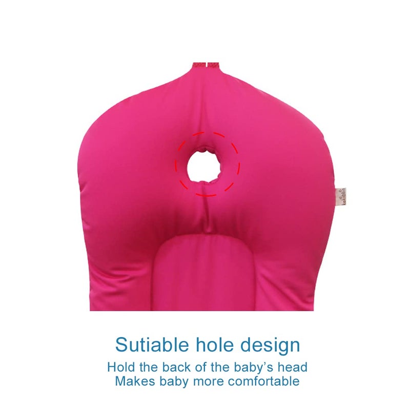 KAKIBLIN Baby Bath Mat, KAKIBLIN Baby Bathtub Cushion Soft Anti-Slip Bath Pad 0-6 Month Infant Bath Pillow, Pink - Image 3