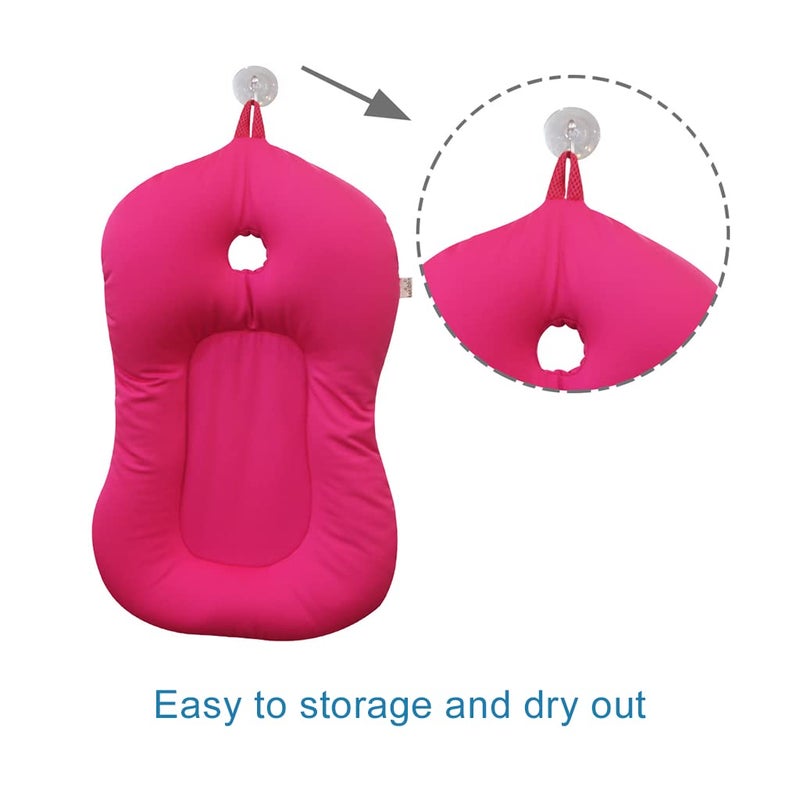 KAKIBLIN Baby Bath Mat, KAKIBLIN Baby Bathtub Cushion Soft Anti-Slip Bath Pad 0-6 Month Infant Bath Pillow, Pink - Image 4