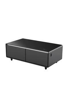 YMDA Smart Minibar Coffee Table with Built-In Wireless Charger, Fridge, Bluetooth Music System, And USB Charger - Modern And Multi-Functional-BLACK  - Image 1