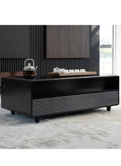 YMDA Smart Minibar Coffee Table with Built-In Wireless Charger, Fridge, Bluetooth Music System, And USB Charger - Modern And Multi-Functional-BLACK  - Image 3
