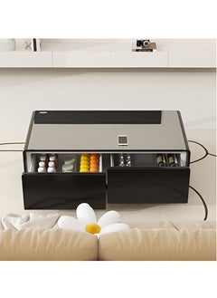 YMDA Smart Minibar Coffee Table with Built-In Wireless Charger, Fridge, Bluetooth Music System, And USB Charger - Modern And Multi-Functional-BLACK  - Image 4