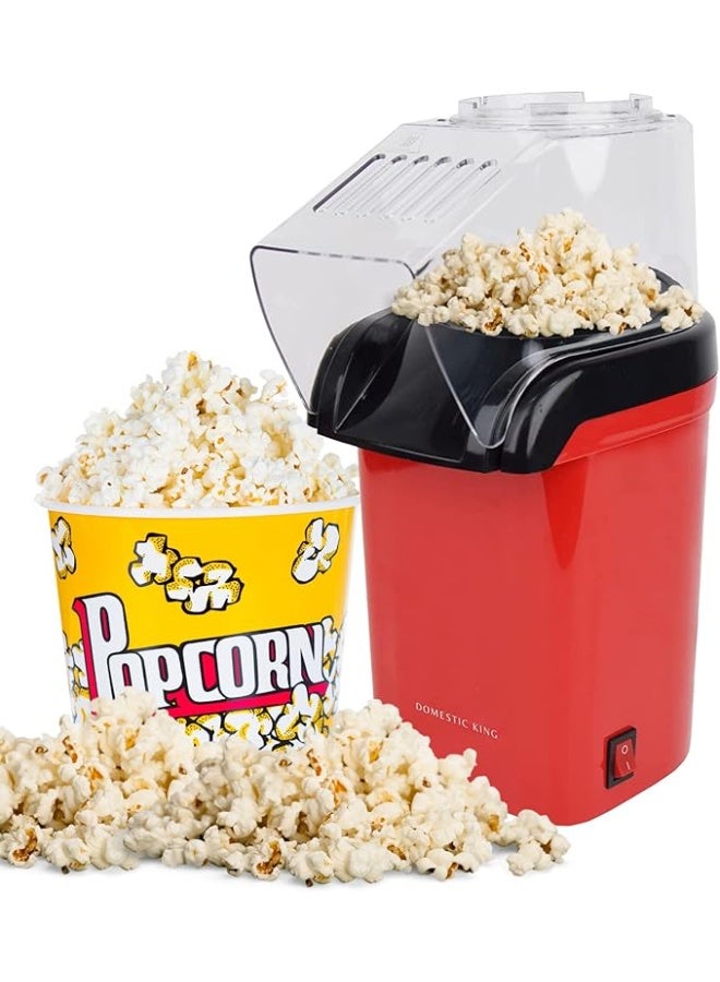 DUNISO Electric Popcorn Machine Maker Popper Hot Air Popcorn Machine With Measuring Spoon, Quick Popcorn,Can Quickly Make Healthy Food In 2-3 Minutes， Oil Free, Good For Watching Movies,Party, Holiday Gift (Red) - Image 1